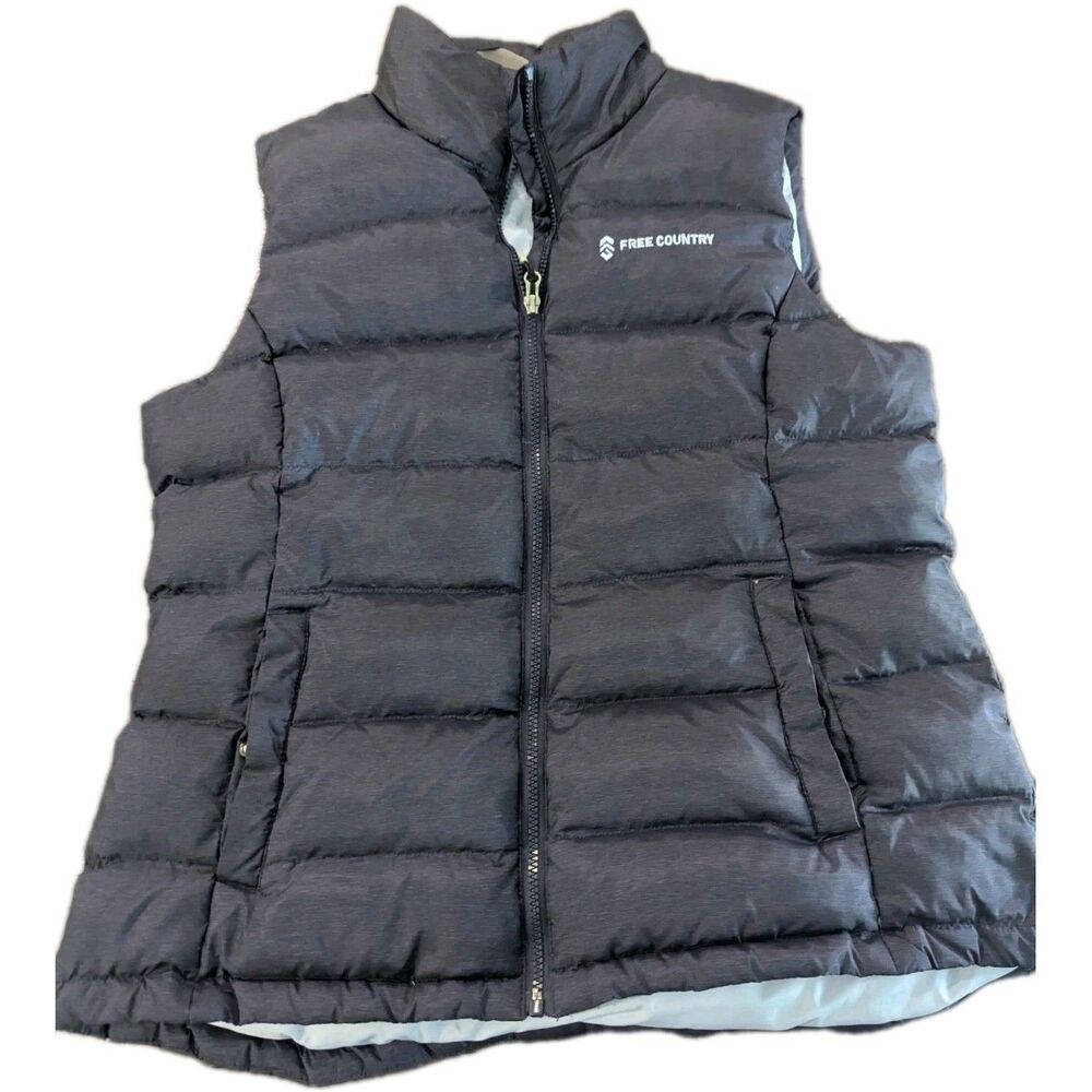Free Country Women's Down Filled Puffer Vest Navy Size Large READ